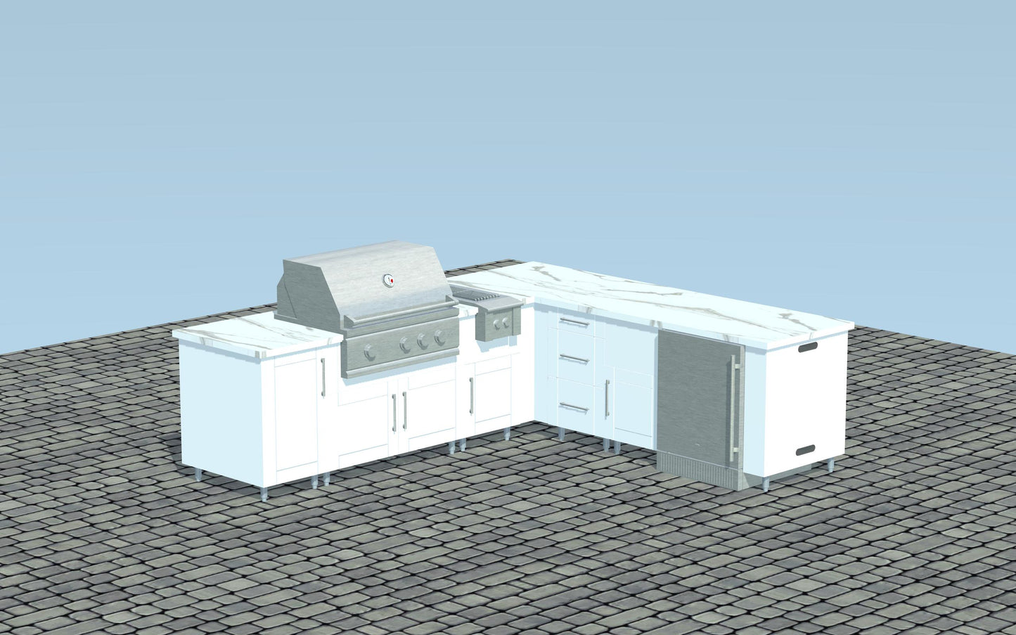 Fire Magic Appliance Package w/ Grill, Refrigerator and Side Burner Ready For 9ft.3in.x 8ft.3in. WeatherStrong L-Shaped Outdoor Kitchen