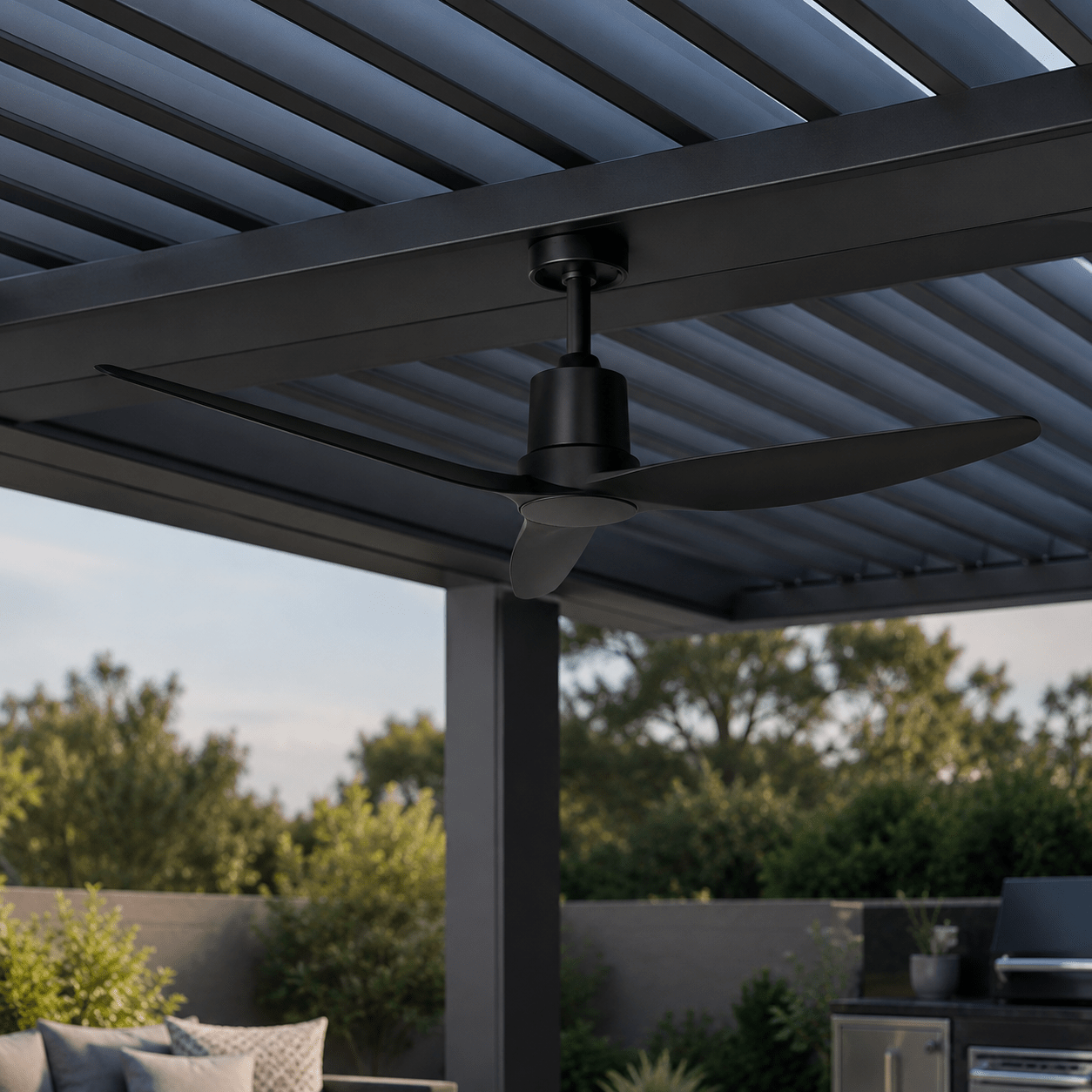 3 Blade Outdoor Pergola Fan With Beam - Sunzout Outdoor Spaces LLC