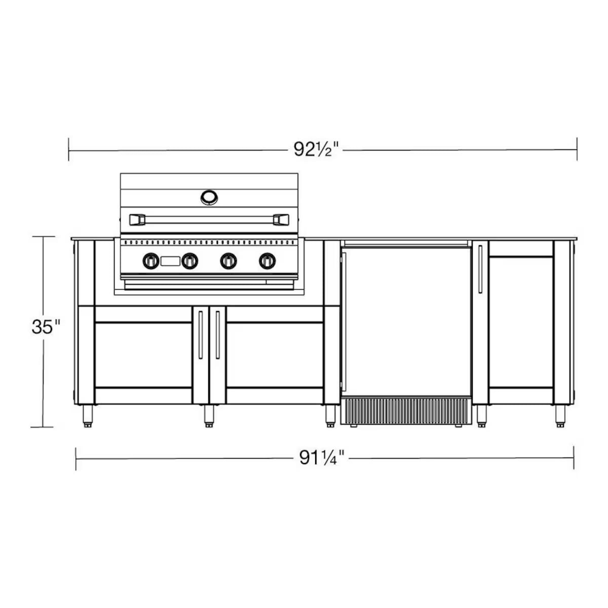 82 in WeatherStrong Outdoor Kitchen Island Ready For Refrigerator and Grill