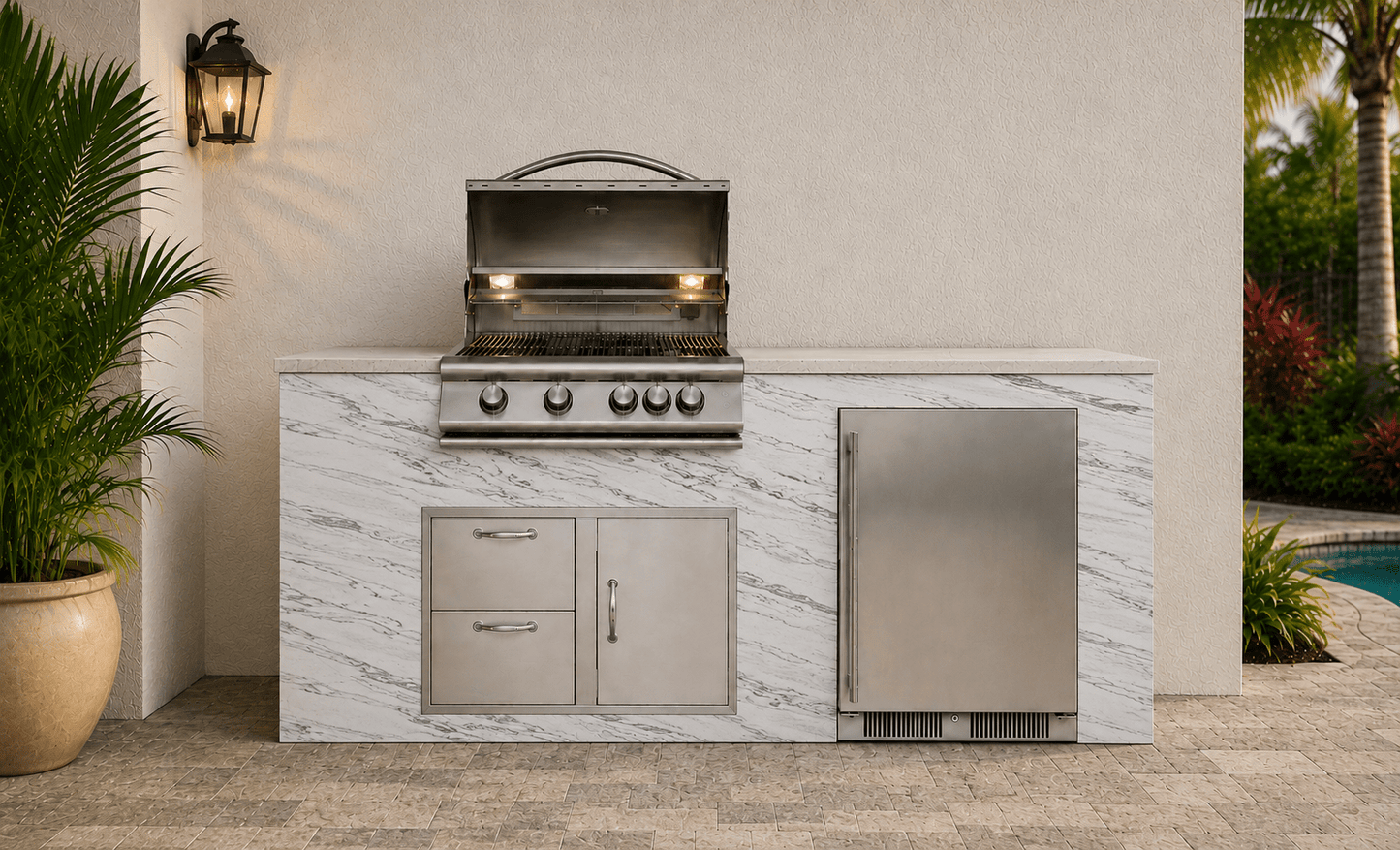 72" Artic White Outdoor Kitchen Island by Brendan William Designs - Sunzout Outdoor Spaces LLC
