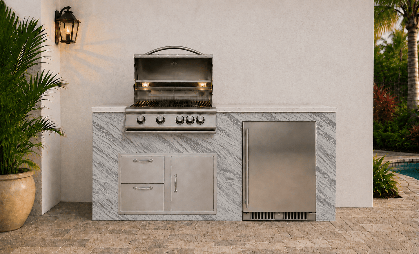72" Bright Creek Sandstone Outdoor Kitchen Island by Brendan William Designs - Sunzout Outdoor Spaces LLC