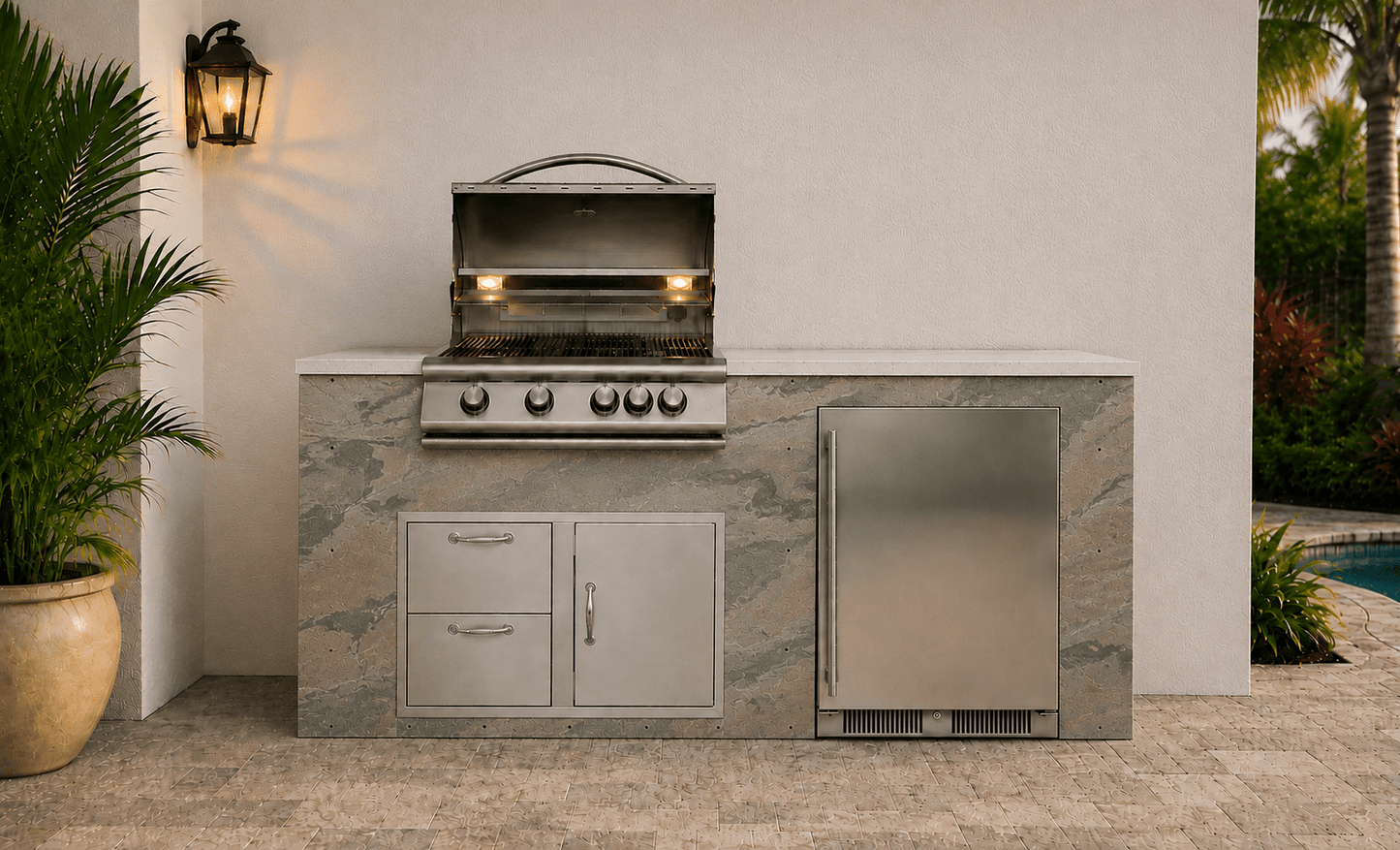 72" Molto Rosa Outdoor Kitchen Island by Brendan William Designs - Sunzout Outdoor Spaces LLC