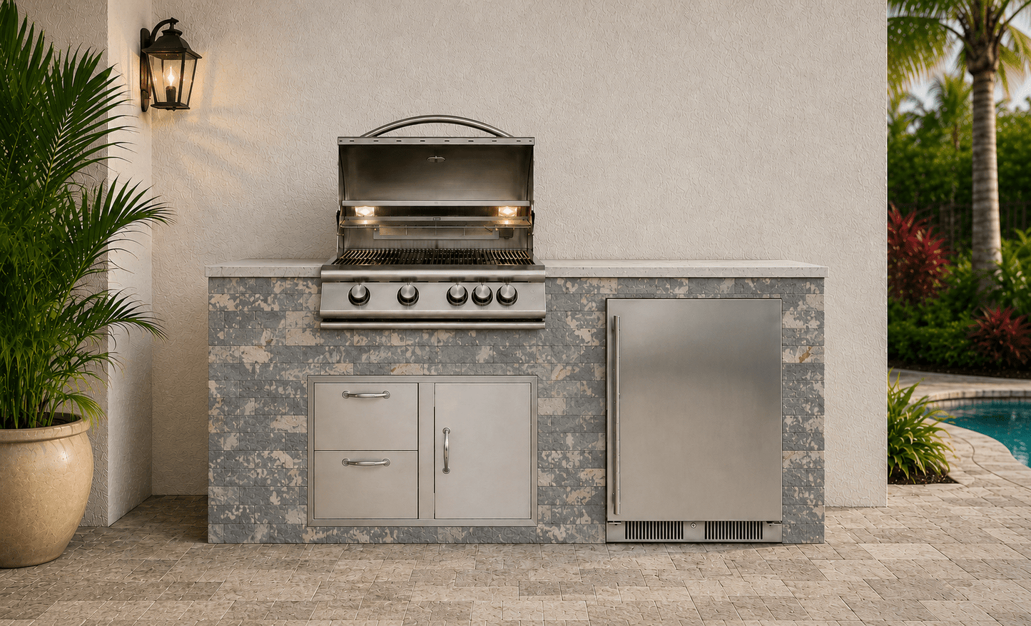 72" Stackingstone Rustique Outdoor Kitchen Island by Brendan William Designs - Sunzout Outdoor Spaces LLC