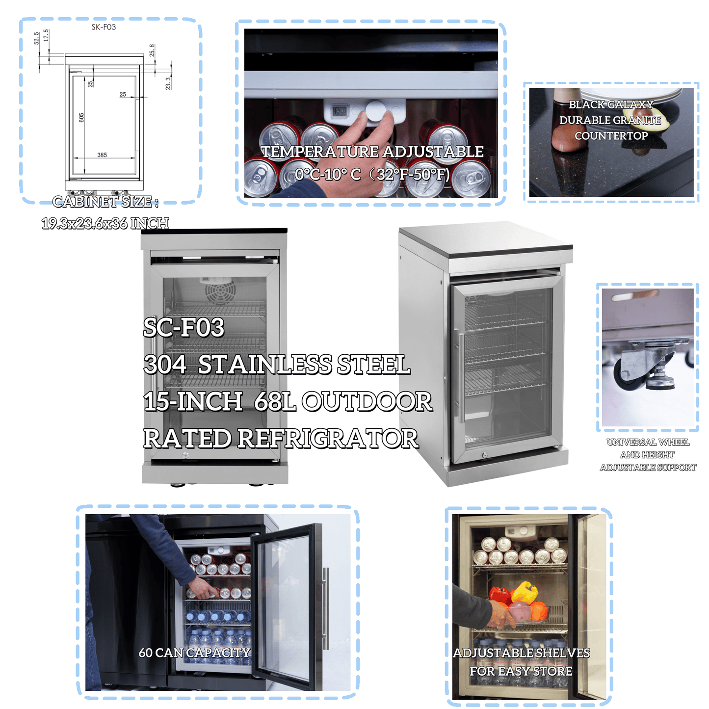 7ft Sunzout Modular Outdoor Kitchen Island, 304 Stainless Steel with 43 inch Grill, Refrigerator and Sink - Sunzout Outdoor Spaces LLC