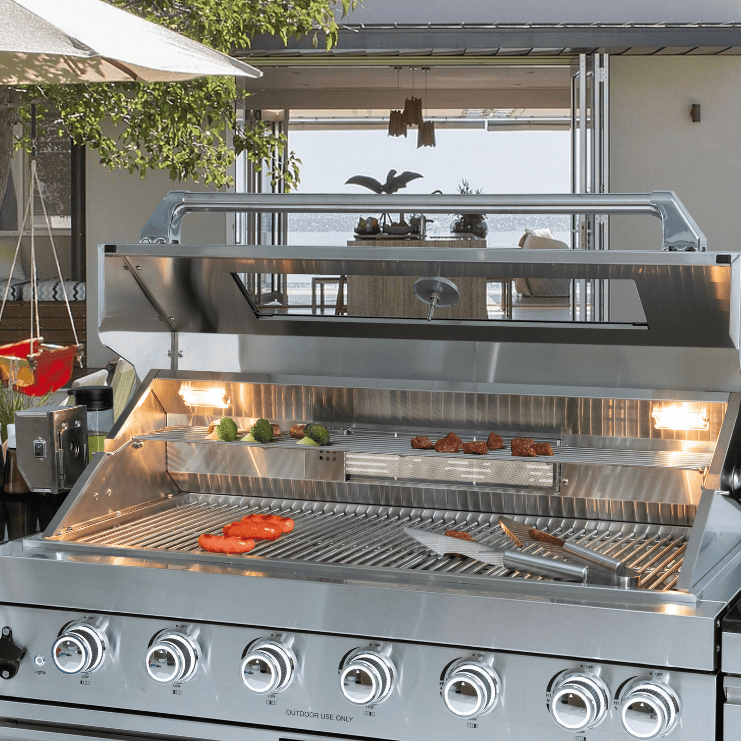 7ft Sunzout Modular Outdoor Kitchen Island, 304 Stainless Steel with 43 inch Grill, Refrigerator and Sink - Sunzout Outdoor Spaces LLC