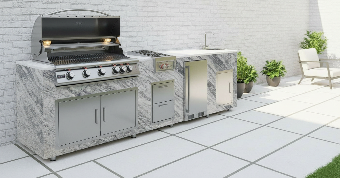Outdoor Base Cabinet and Filler (Multiple Sizes) in Bright Creek Sandstone Finish by Brendan William Designs