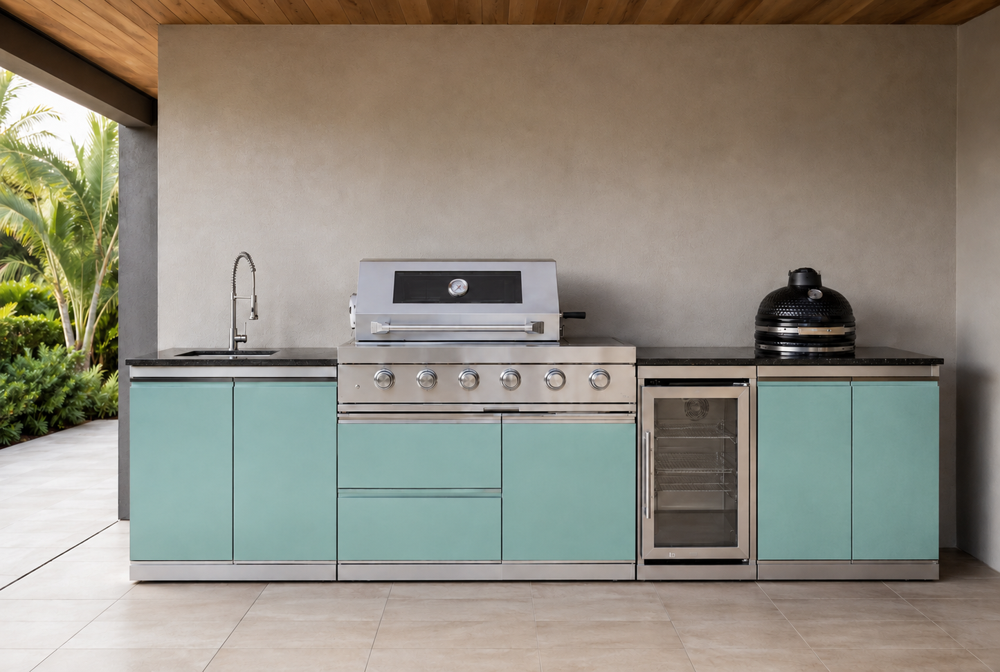 118" 304 Designer Series Stainless Steel Outdoor Kitchen with Smoker Cabinet