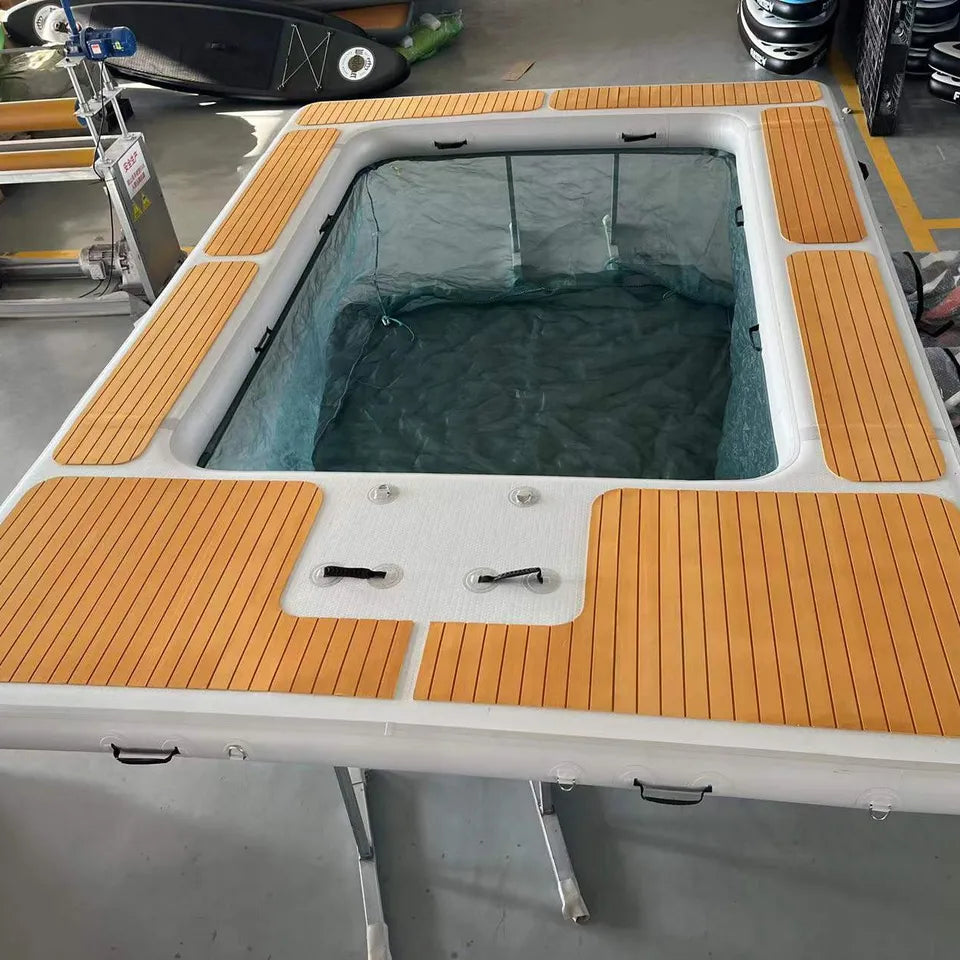 Inflatable Dock with Mesh Protected Pool