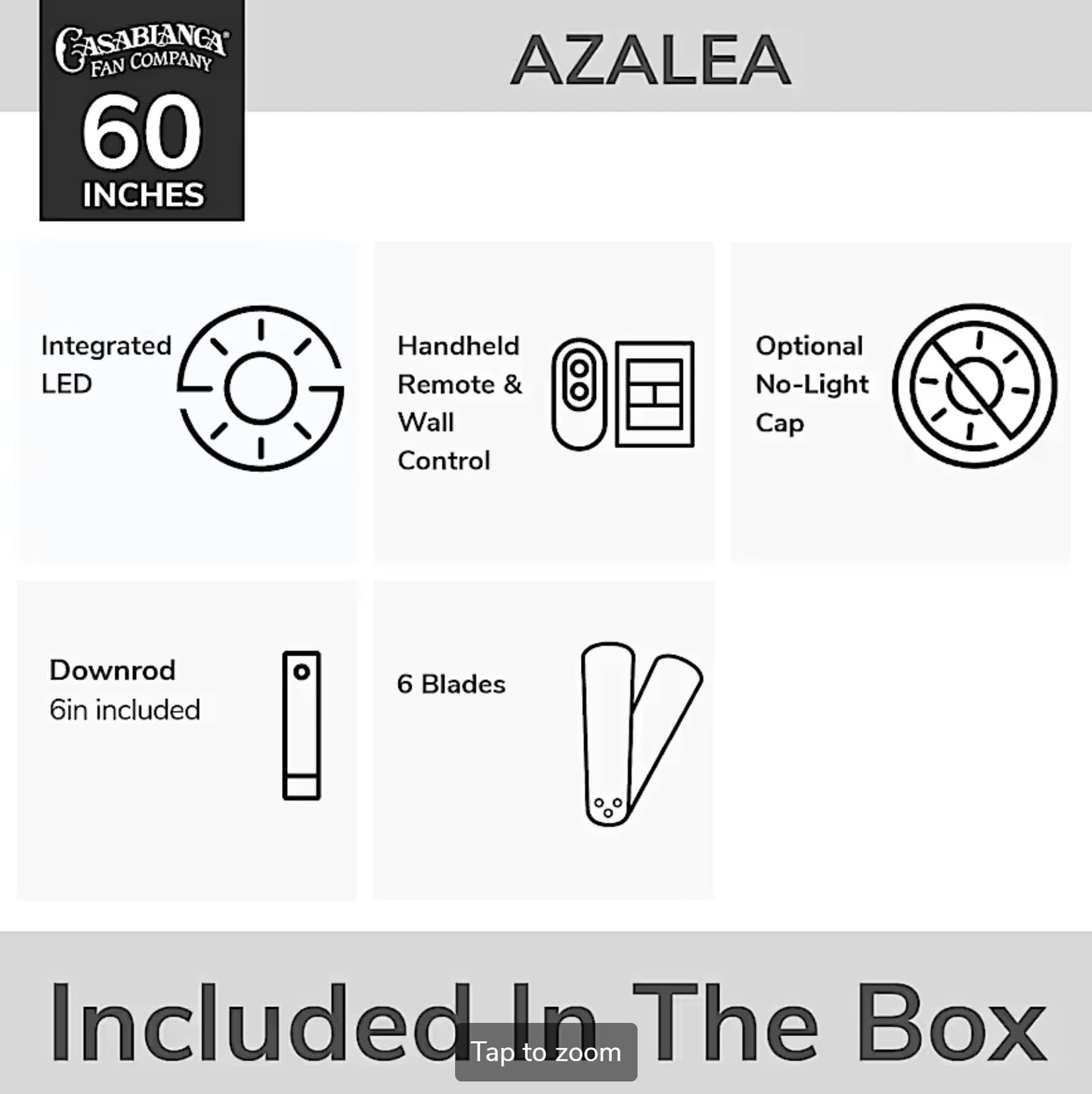 Azalea Outdoor Energy Star DC with LED Light 60 inch with remote and wall control- White