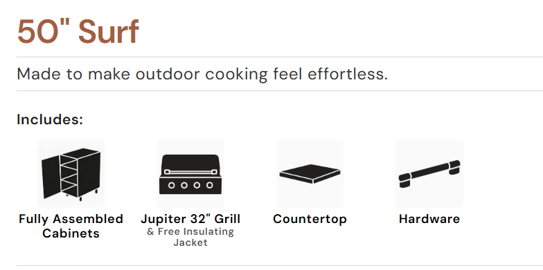 WeatherStrong 50" Surf Complete HDPE Outdoor Kitchen Island