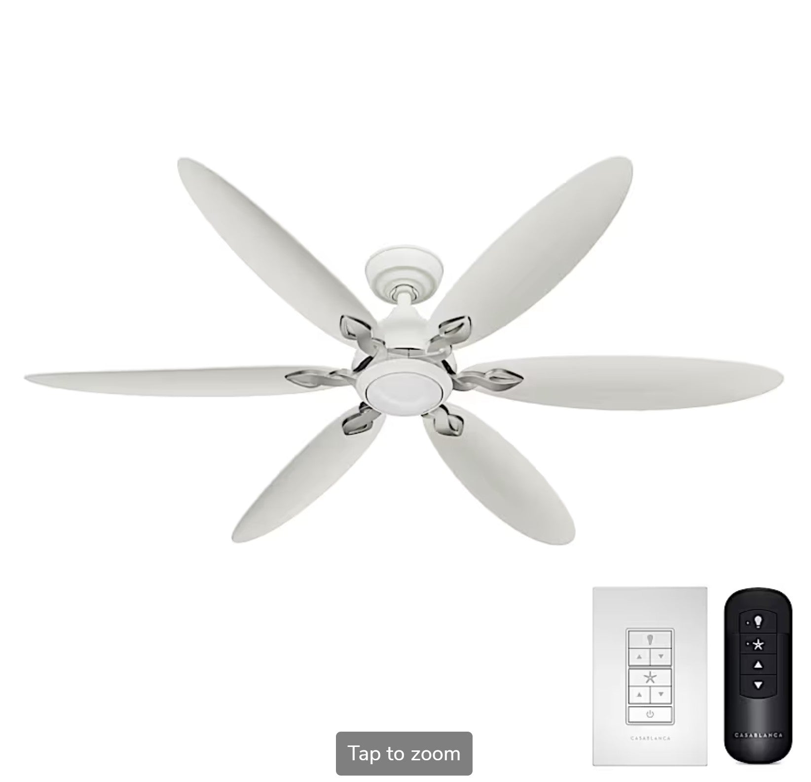 Azalea Outdoor Energy Star DC with LED Light 60 inch with remote and wall control - White - Sunzout Outdoor Spaces LLC