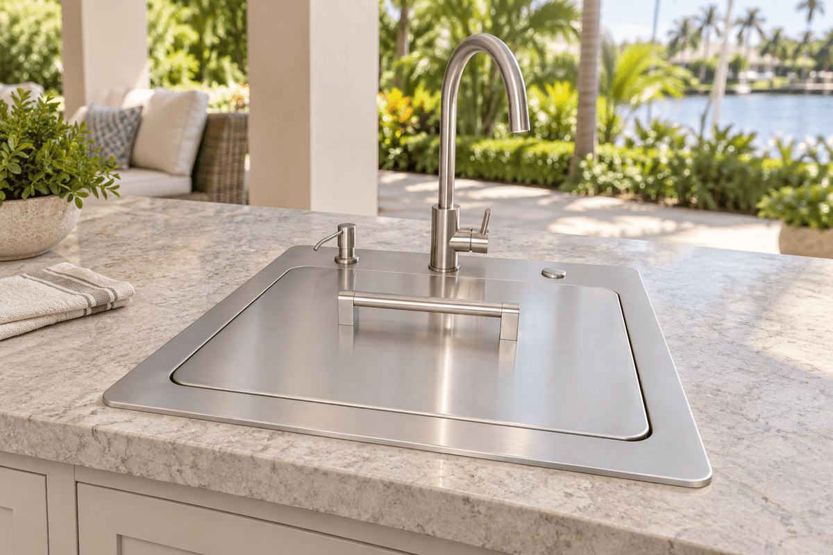 Coyote 21″ Outdoor Sink with Faucet & Soap Dispenser - Sunzout Outdoor Spaces LLC