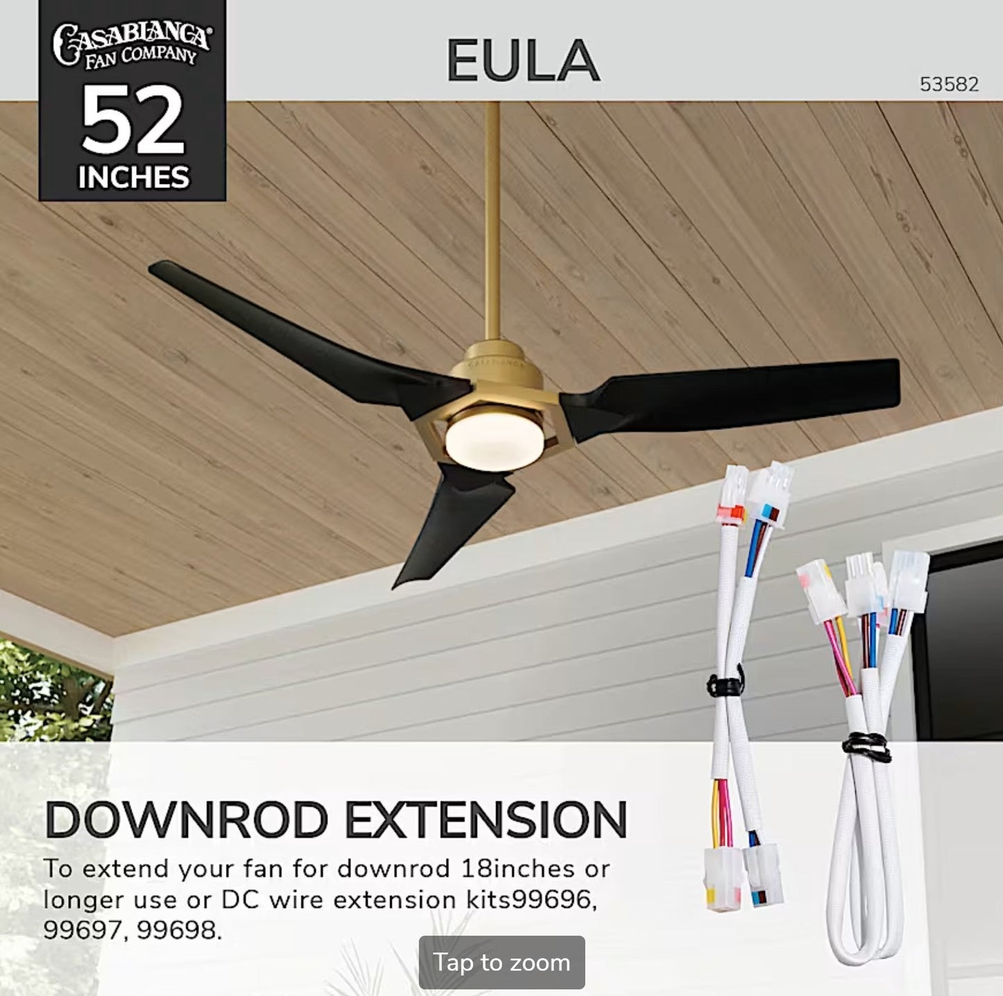 Eula Outdoor ENERGY STAR DC with LED Light 52 inch with remote and wall control - Sunzout Outdoor Spaces LLC