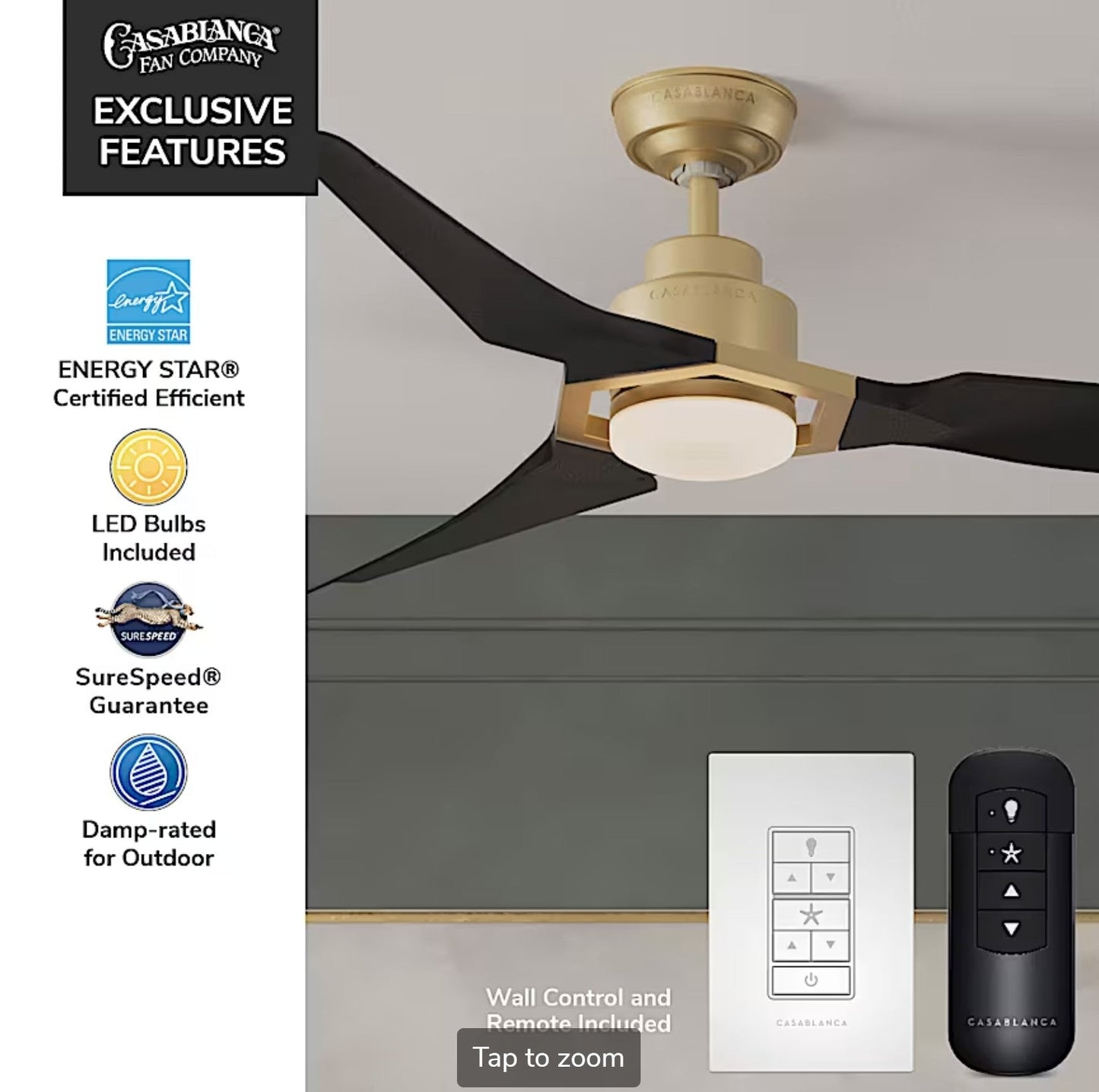 Eula Outdoor ENERGY STAR DC with LED Light 52 inch with remote and wall control - Sunzout Outdoor Spaces LLC
