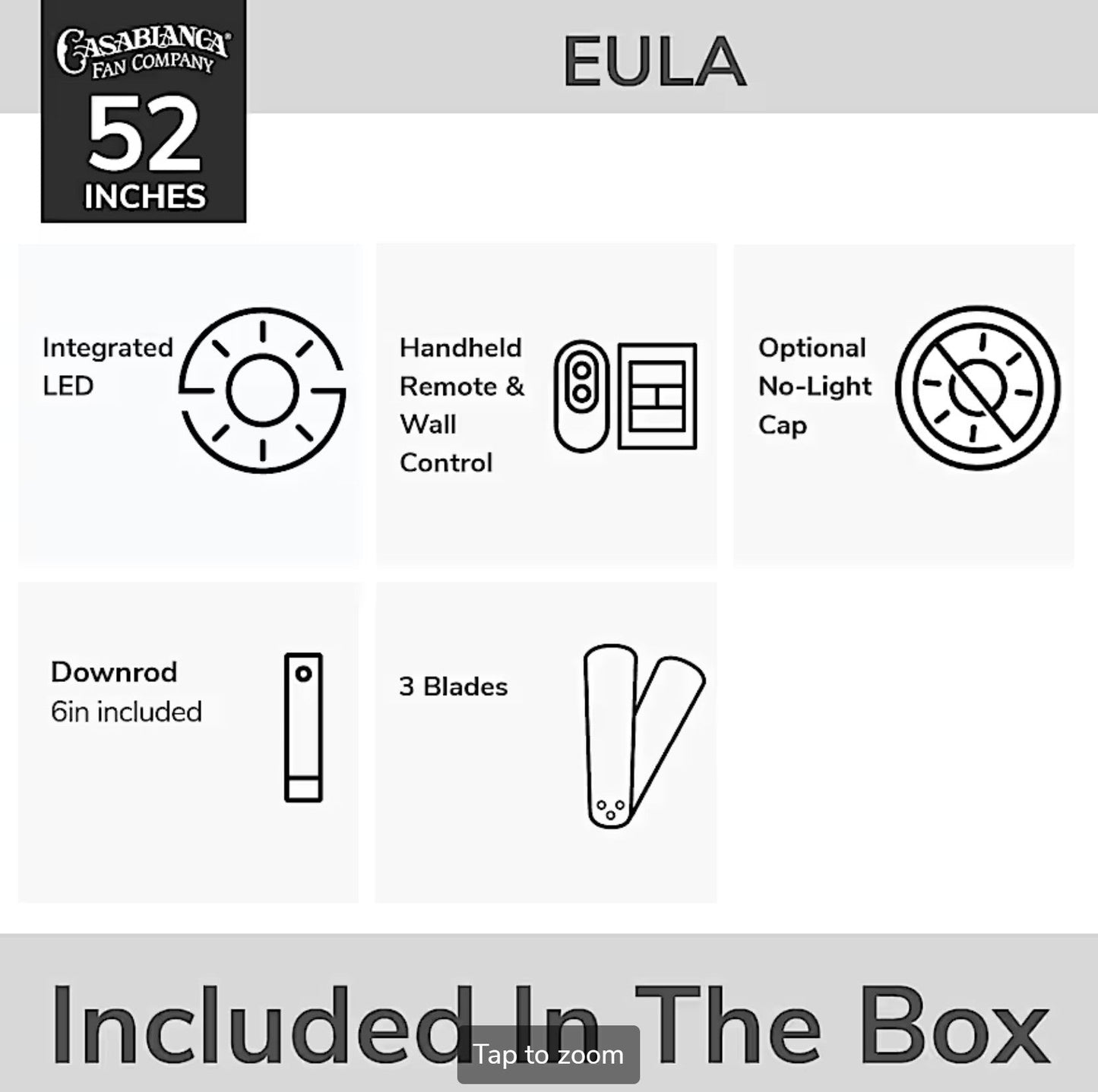 Eula Outdoor ENERGY STAR DC with LED Light 52 inch with remote and wall control - Sunzout Outdoor Spaces LLC