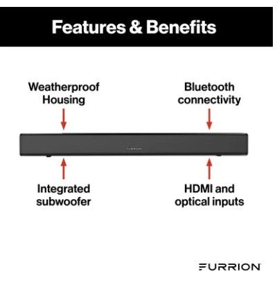 Furrion Aurora 2.1 Outdoor Soundbar Speaker with Built - In Subwoofer - Sunzout Outdoor Spaces LLC