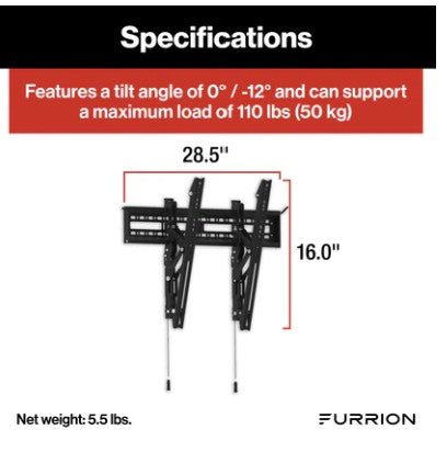 Furrion Aurora Universal Outdoor TV Fixed Tilt Mount - For 43 - 65” TVs - Sunzout Outdoor Spaces LLC