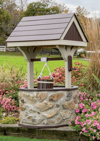 Garden Wishing Well - Stone - Sunzout Outdoor Spaces LLC