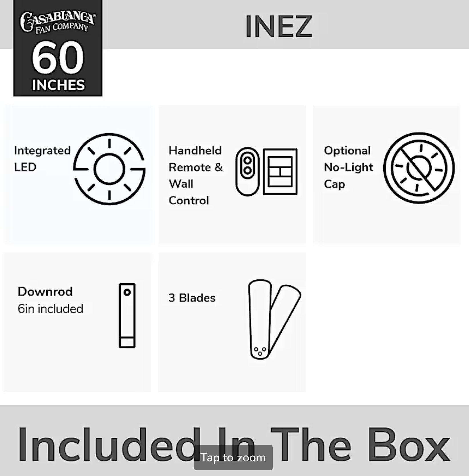 Inez Outdoor ENERGY STAR DC with LED Light 60 inch with remote and wall control - Sunzout Outdoor Spaces LLC