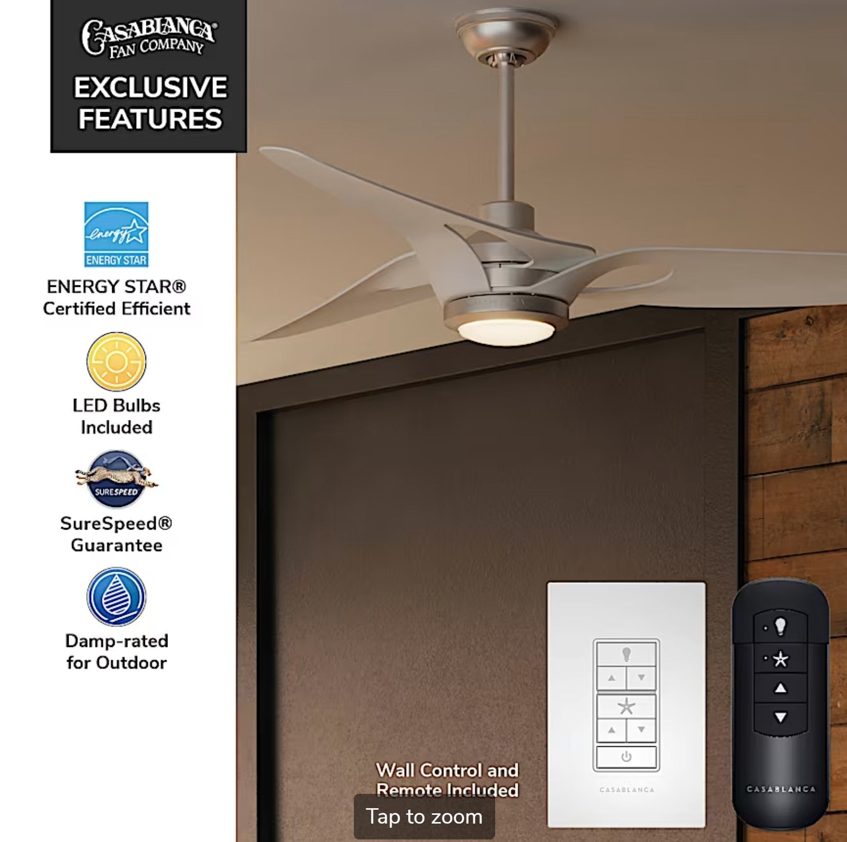 Inez Outdoor ENERGY STAR DC with LED Light 60 inch with remote and wall control - Sunzout Outdoor Spaces LLC