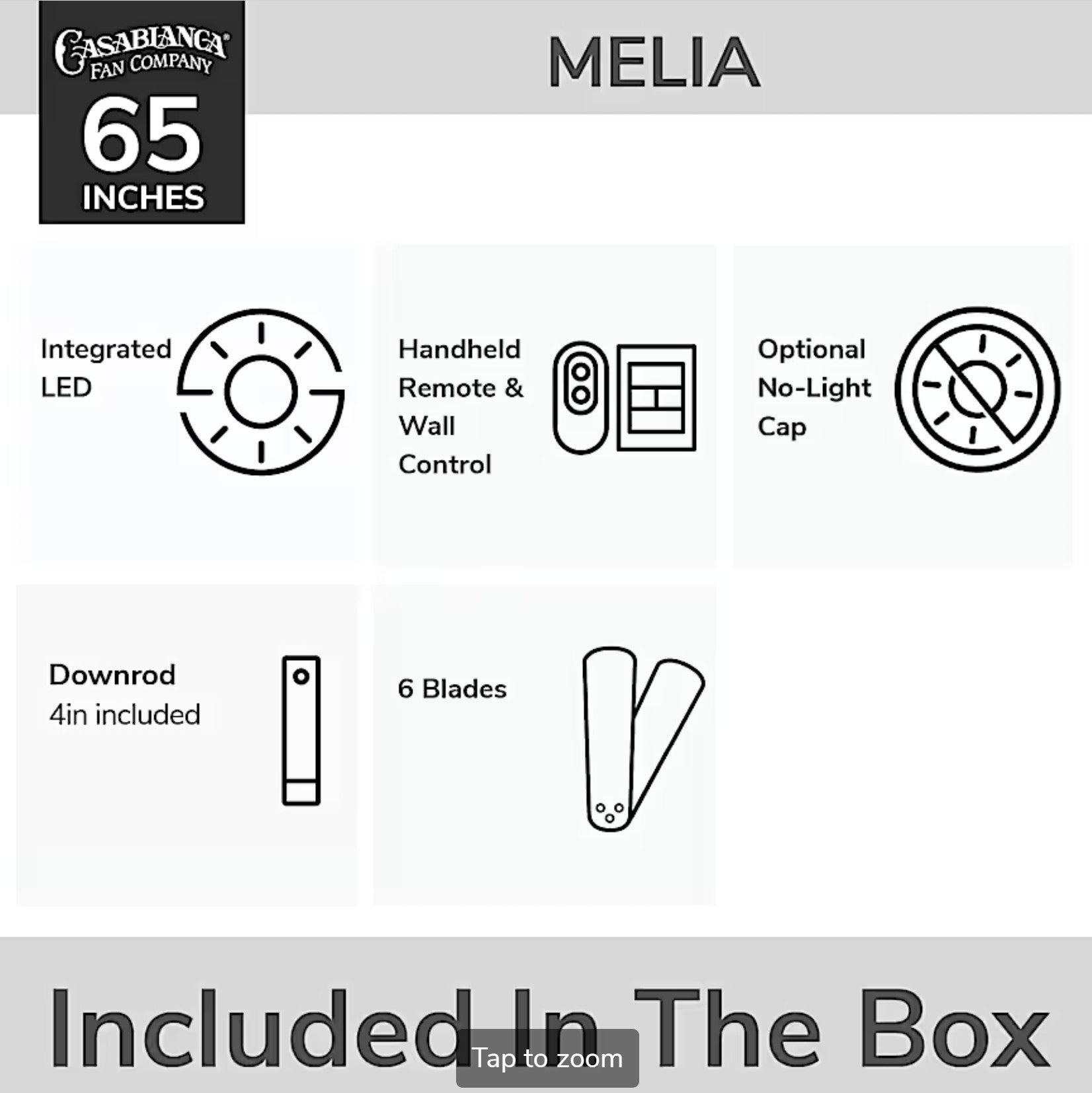Melia Outdoor ENERGY STAR DC with LED Light 65 inch with remote and wall control - Sunzout Outdoor Spaces LLC