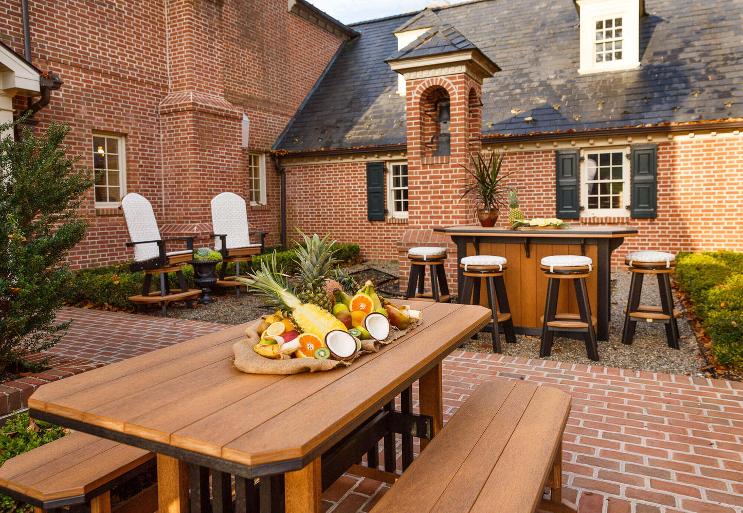 Mission Outdoor Dining Furniture - 72" with Benches - Sunzout Outdoor Spaces LLC
