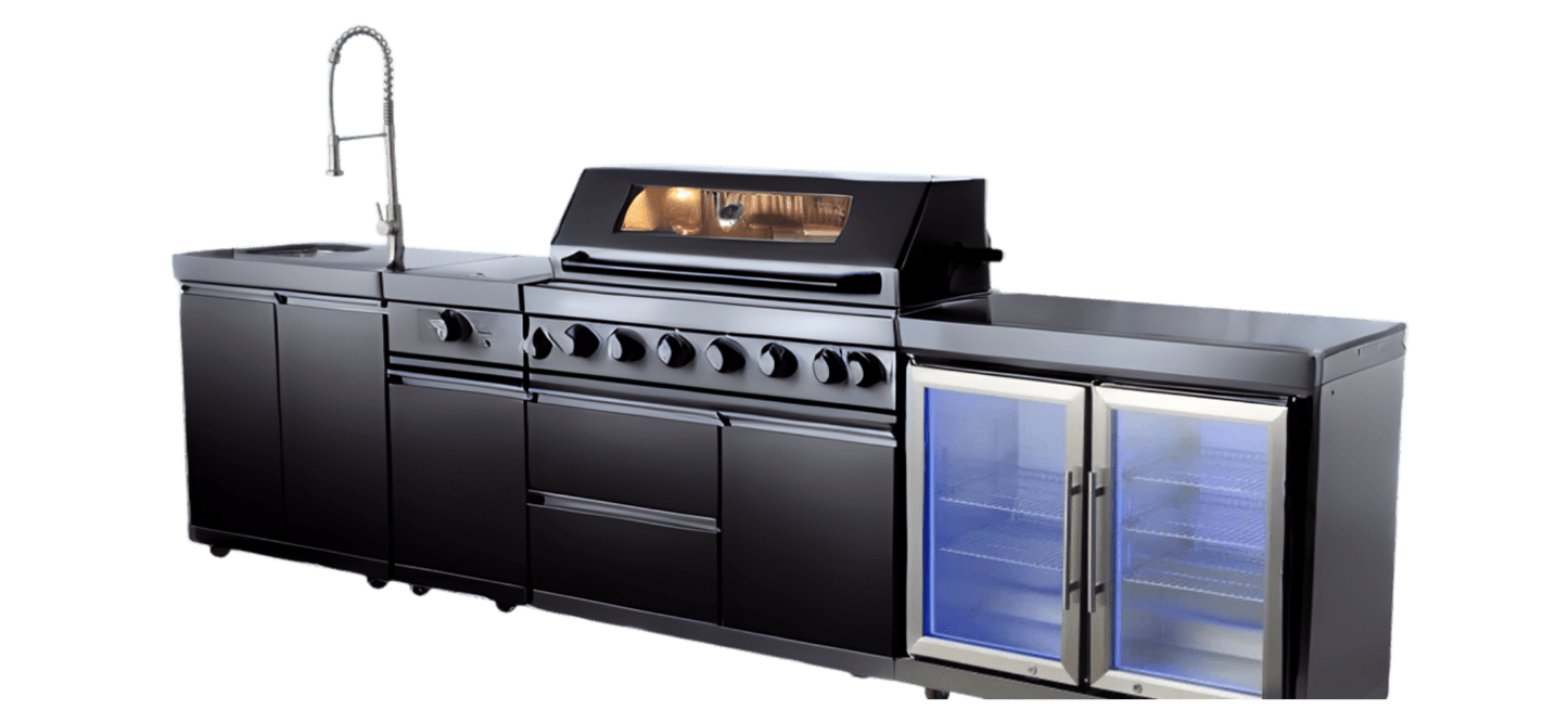 Stainless Steel Modular Outdoor Kitchen, Built in Grill and Burner, Sink and Double Refrigerator - Sunzout Outdoor Spaces LLC