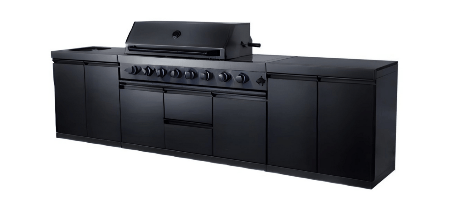 Stainless Steel Modular Outdoor Kitchen with Grill, Side Burner and 2 Storage Cabinets, Countertop - Sunzout Outdoor Spaces LLC
