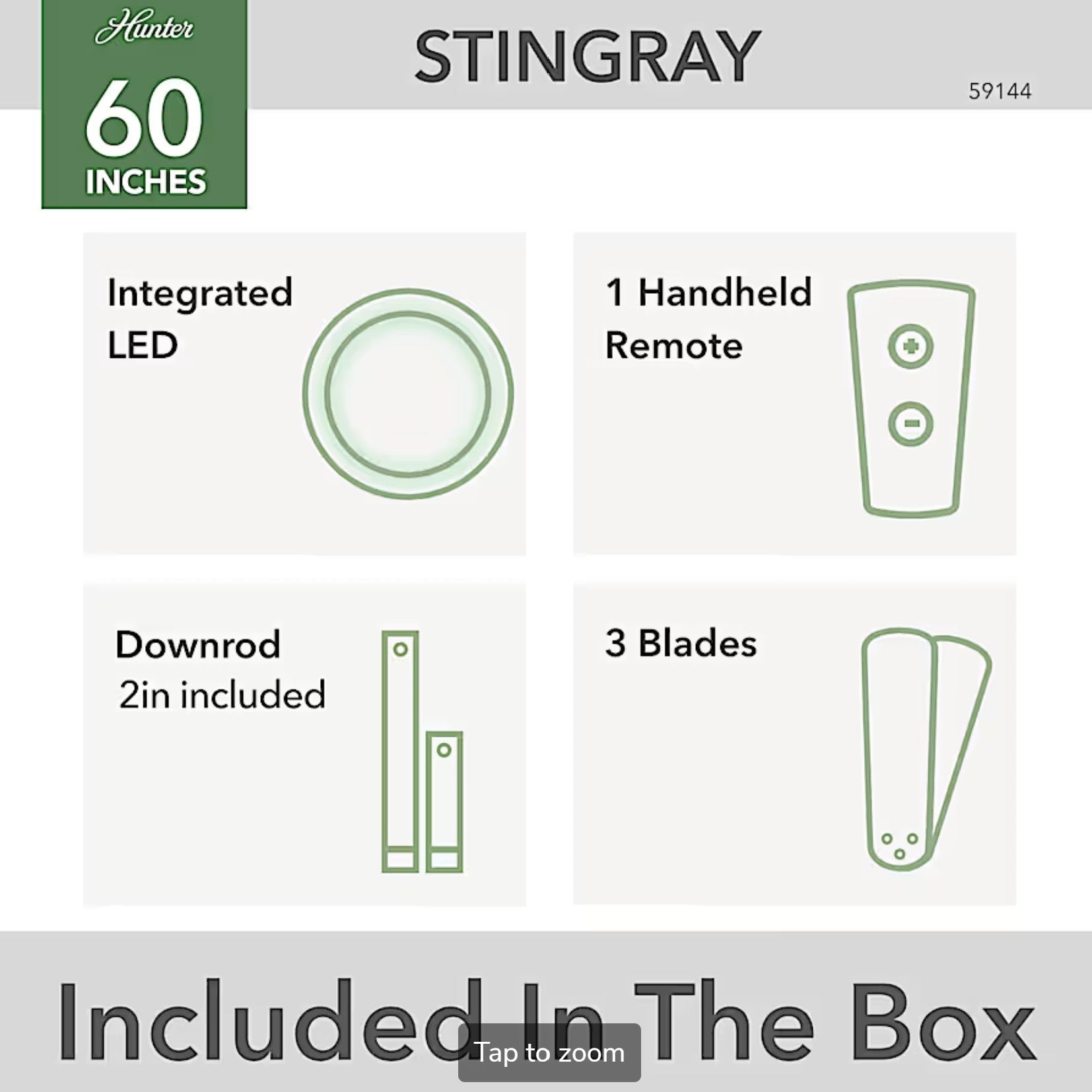 Stingray Outdoor ENERGY STAR DC with LED Light 60 inch with remote - Sunzout Outdoor Spaces LLC