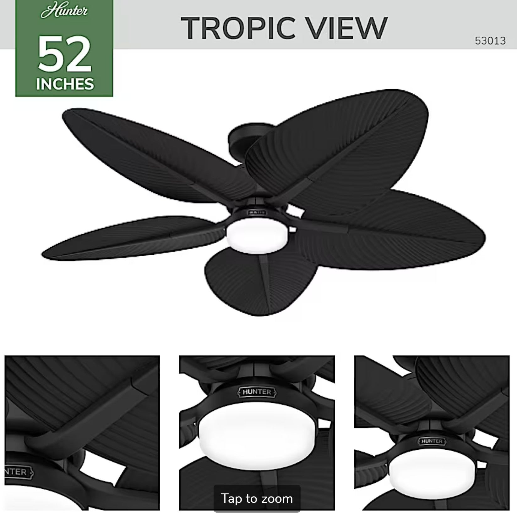 Tropic View Outdoor with LED Light 52 inch with Wall Control - Sunzout Outdoor Spaces LLC