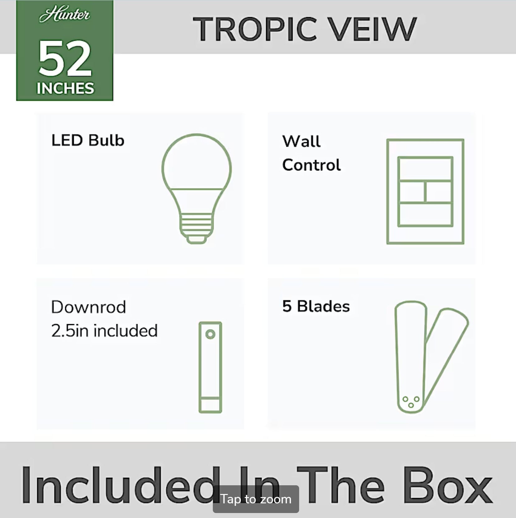 Tropic View Outdoor with LED Light 52 inch with Wall Control - Sunzout Outdoor Spaces LLC