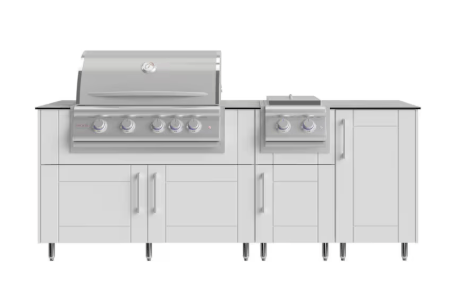 True Flame Grill and Side Burner Set w/ WeatherStrong 7' Outdoor Kitchen Island - Sunzout Outdoor Spaces LLC