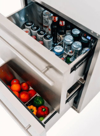 TrueFlame AMD 24" 5.3C Deluxe Outdoor Rated 2 - Drawer Refrigerator - AMD - RFR - 24D - R - A - Sunzout Outdoor Spaces LLC