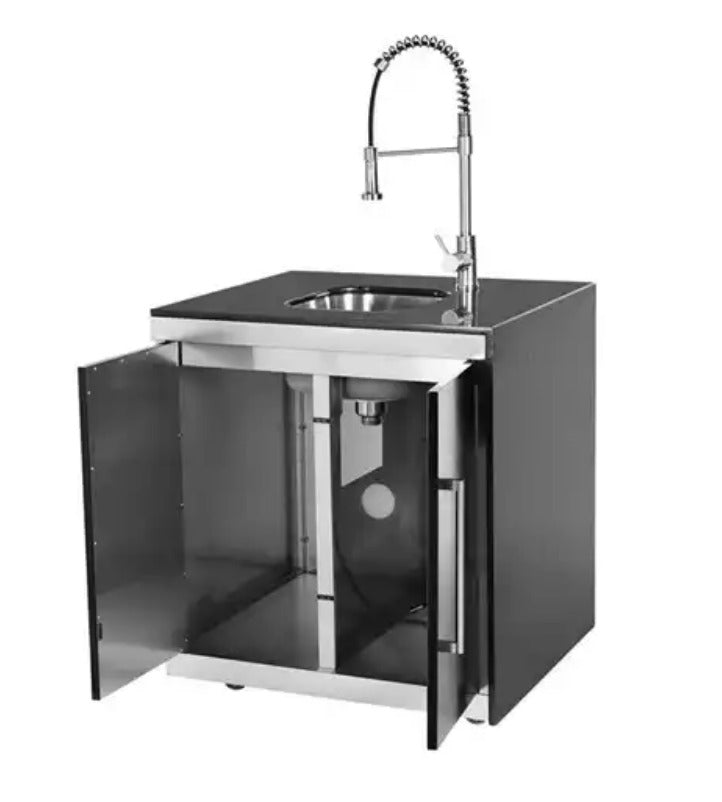 164 inch Black Charcoal Sunzout Designer Series Modular Outdoor Kitchen, 34 in 4 Burner Grill, Sink - Sunzout Outdoor Spaces LLC