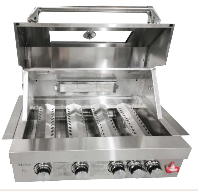 65" Sunzout Outdoor Brand Outdoor Kitchen, Grey Stone Island with 5 Burner Sunzout Grill and Side Burner. Black Granite Countertop - Sunzout Outdoor Spaces LLC