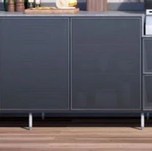 7 ft. Blue Stainless Steel Outdoor Kitchen with Waterfall Countertops, Built in 5 burner grill and Refrigerator - Sunzout Outdoor Spaces LLC
