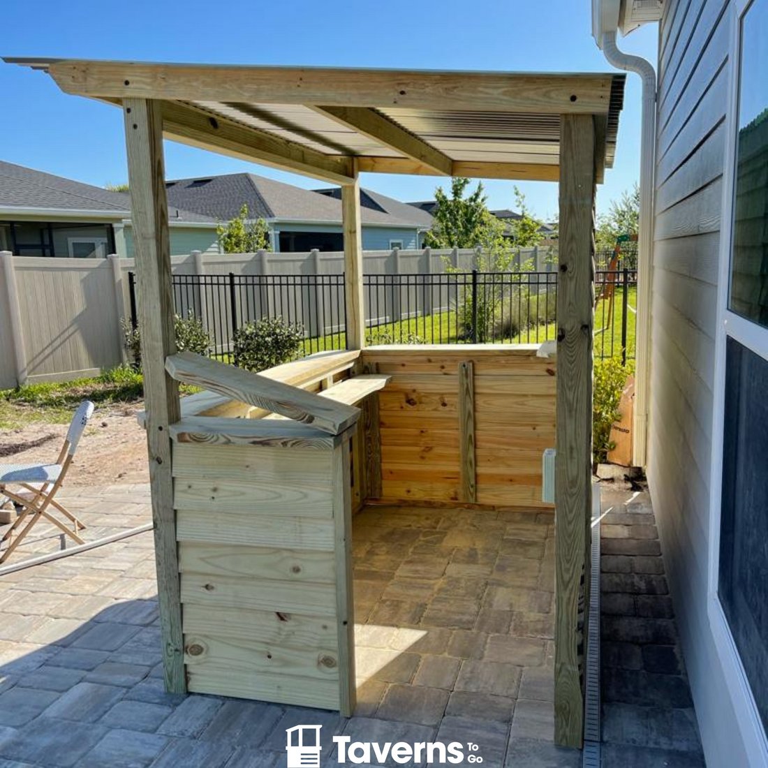 8ft by 5ft Outdoor Bar, Ready to Finish. Offered by Taverns To Go - Sunzout Outdoor Spaces LLC