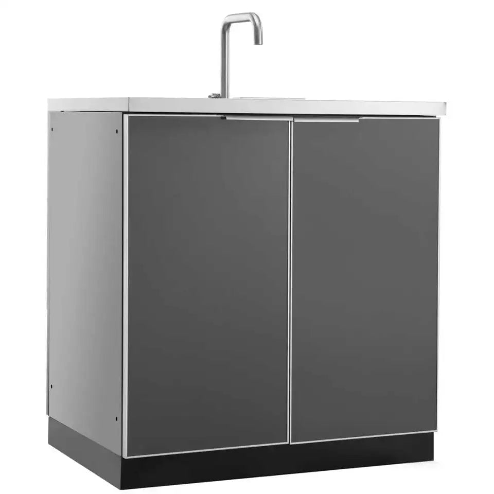 8ft Colored Stainless Steel Modular Outdoor Kitchen with Built in grill, Sink and side burner available in multiple colors and countertops - Sunzout Outdoor Spaces LLC