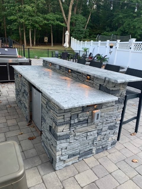 9ft Manufactured Stacked Stone Outdoor Kitchen Island, Ready to assemble, RTA. Countertops and Appliances sold separately - Sunzout Outdoor Spaces LLC