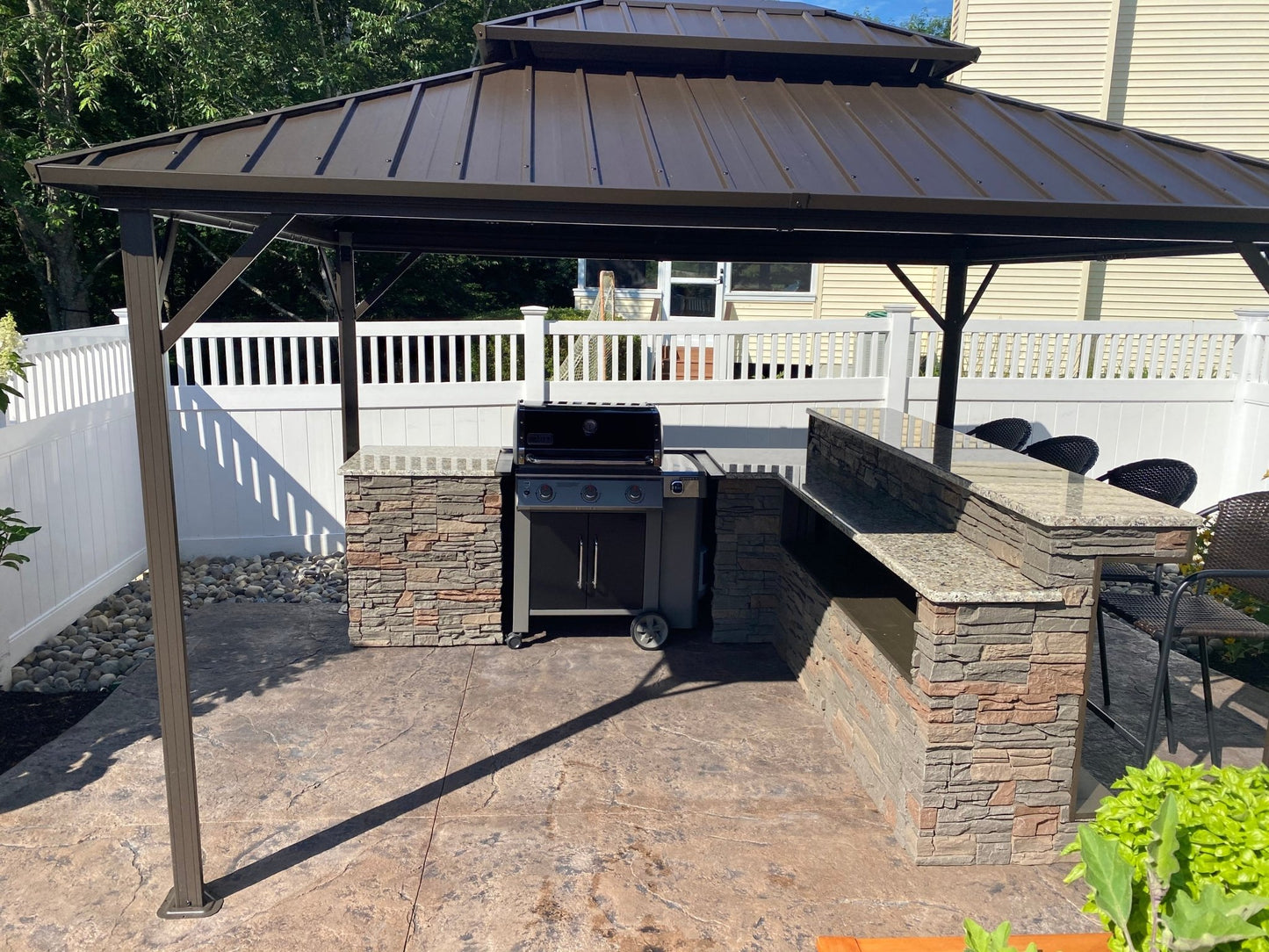 9ft Manufactured Stacked Stone Outdoor Kitchen Island, Ready to assemble, RTA. Countertops and Appliances sold separately - Sunzout Outdoor Spaces LLC