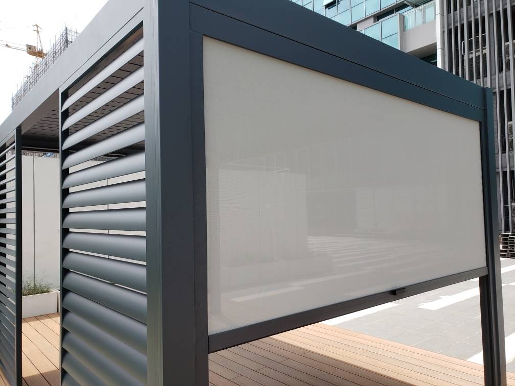 Aluminum Pergola Roof Kit Patio Cover with Motorized Louvered Roof - Sunzout Outdoor Spaces LLC