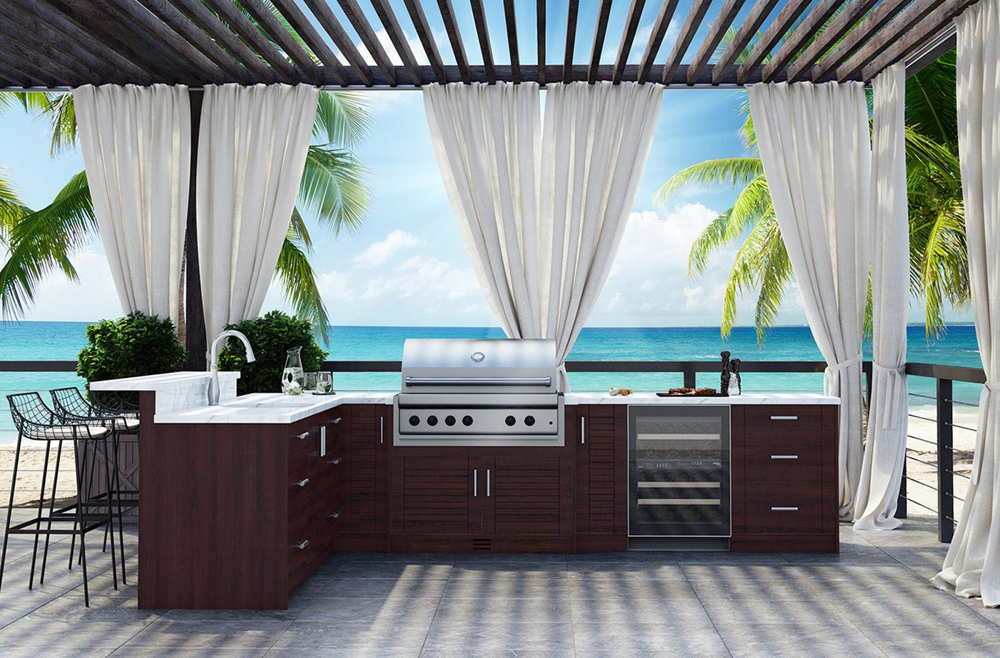 Composite L-Shaped Pre- Assembled Outdoor Kitchen Cabinet Set - Sunzout Outdoor Spaces LLC