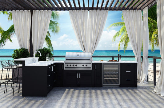 Composite L-Shaped Pre- Assembled Outdoor Kitchen Cabinet Set - Sunzout Outdoor Spaces LLC