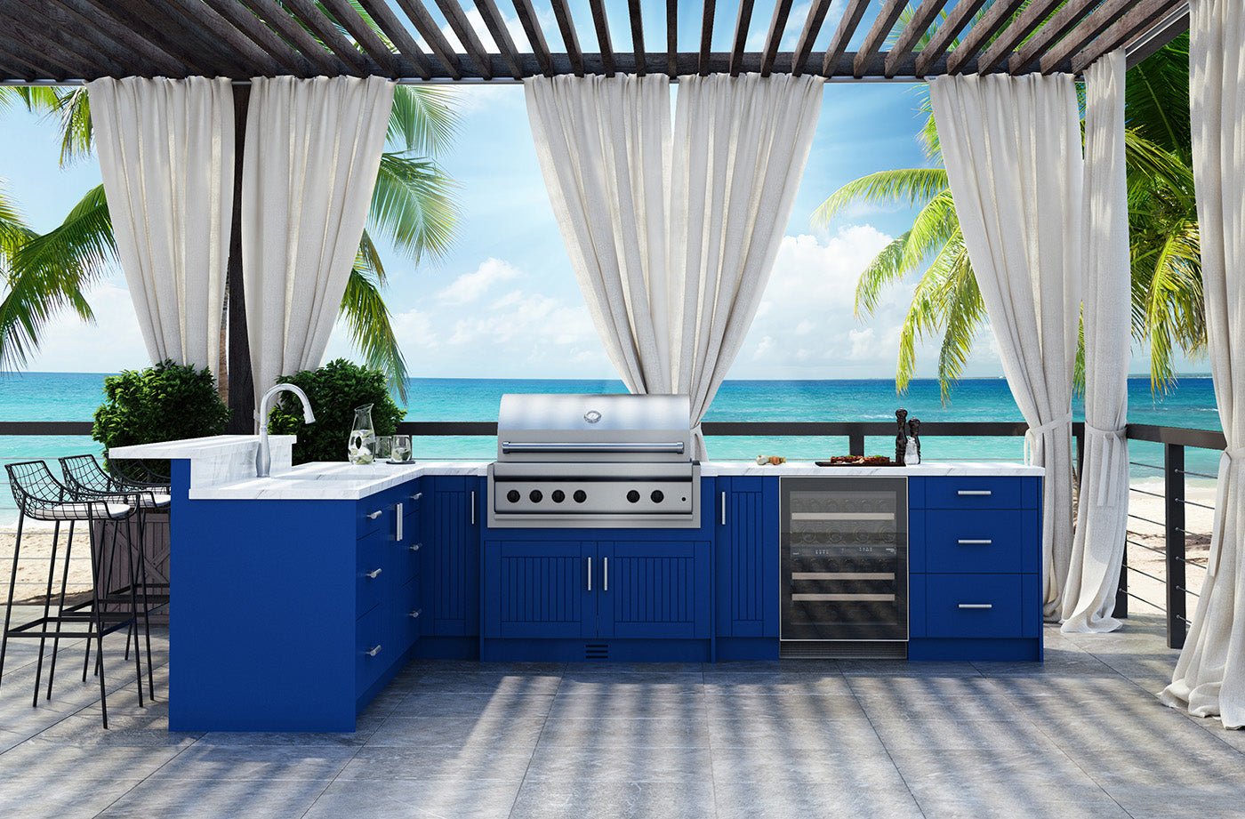Composite L-Shaped Pre- Assembled Outdoor Kitchen Cabinet Set - Sunzout Outdoor Spaces LLC
