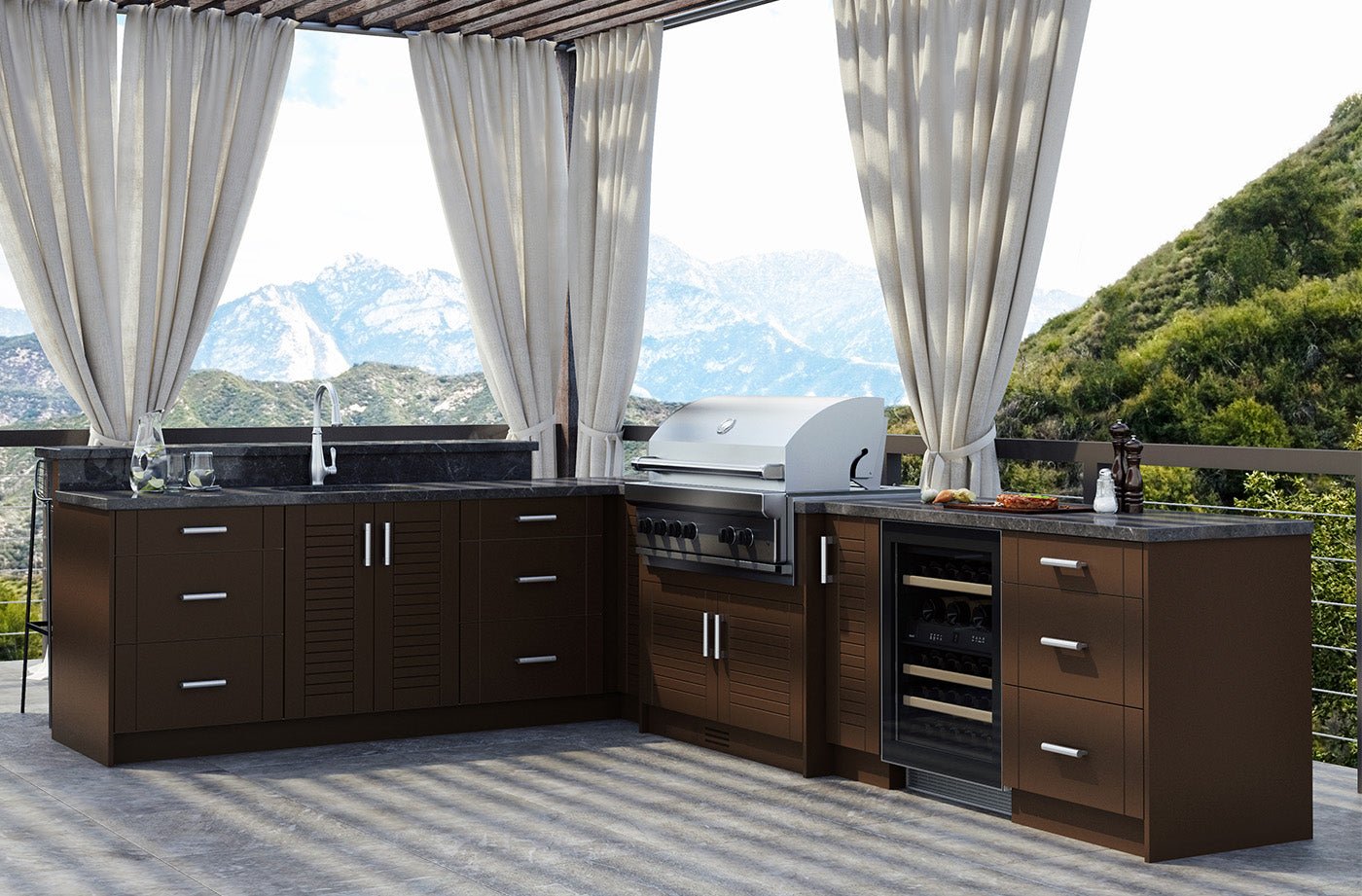 Composite L-Shaped Pre- Assembled Outdoor Kitchen Cabinet Set - Sunzout Outdoor Spaces LLC