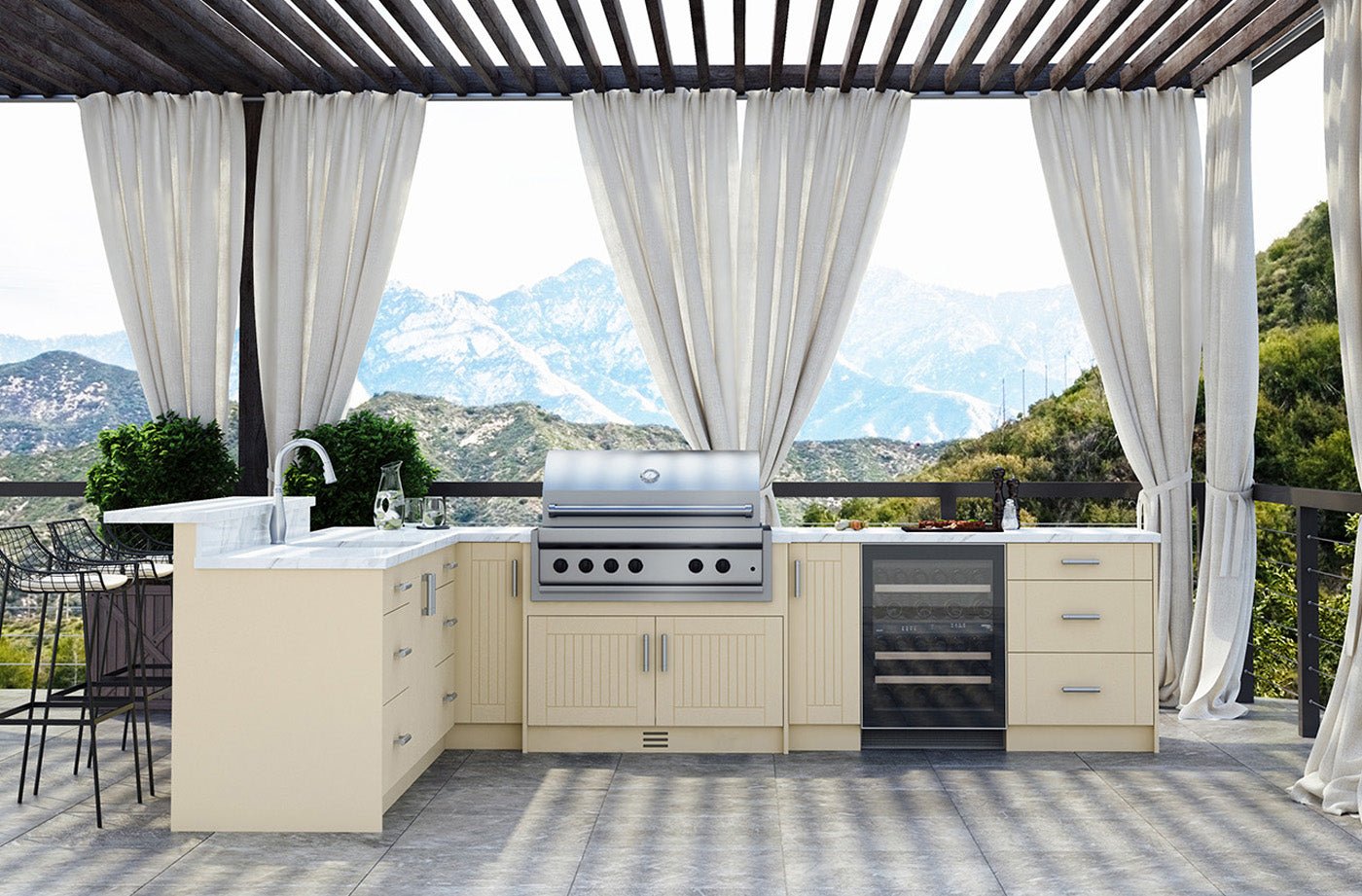 Composite L-Shaped Pre- Assembled Outdoor Kitchen Cabinet Set - Sunzout Outdoor Spaces LLC
