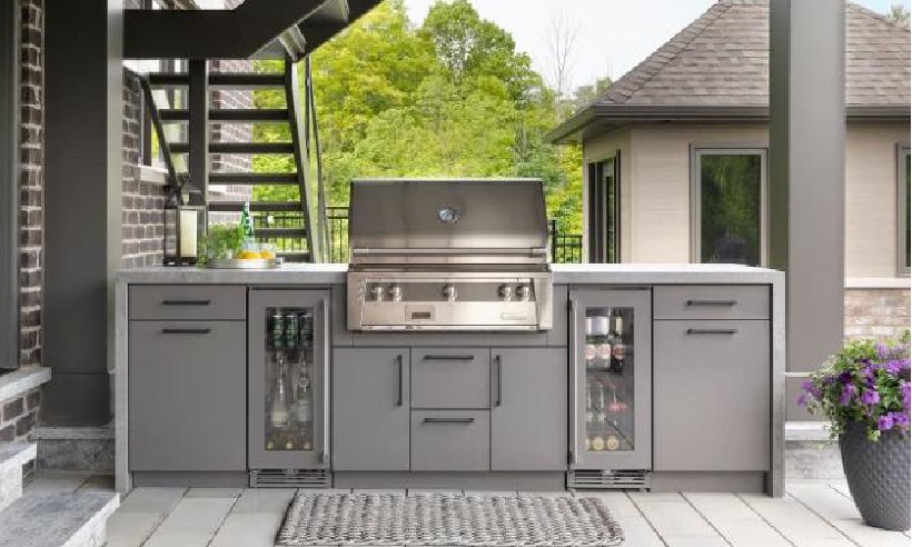 Designer Stainless Steel Grey Outdoor Kitchen Cabinet Set - Sunzout Outdoor Spaces LLC