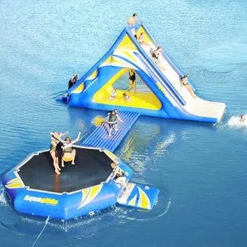 Floating Inflatable Land or Water Park Trampoline with Slide - Sunzout Outdoor Spaces LLC