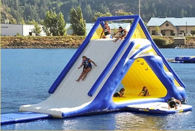Floating Inflatable Land or Water Park Trampoline with Slide - Sunzout Outdoor Spaces LLC