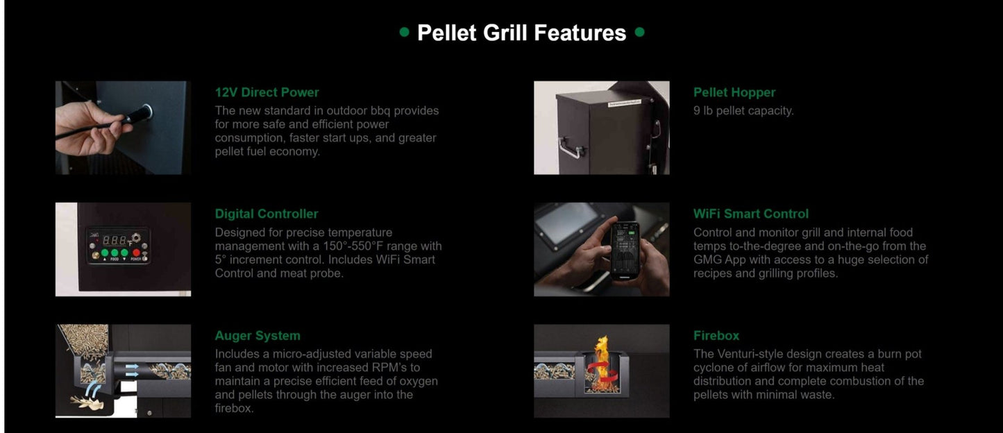 Green Mountain Grills Prime WIFI Peak Pellet Grill in Black - Sunzout Outdoor Spaces LLC